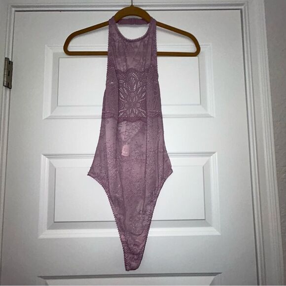 Victoria’s Secret Halter Open Back Lace Thong Bodysuit - Picture 1 of 14